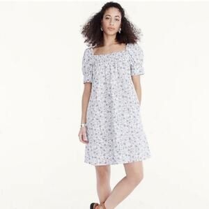 J Crew Poplin Shift Dress Floral Vines Sz XS Cottagecore Beach Wedding Guest